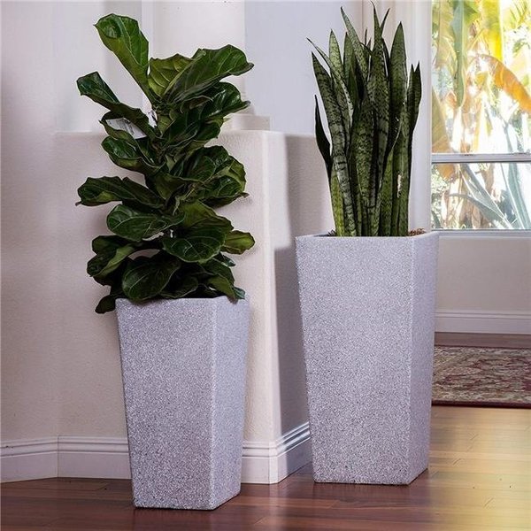 Alpine Corp Alpine PL2915GR 29 x 24 in. Xbrand Modern Nested Grey Square Flower Pot Planter; Set of 2 PL2915GR